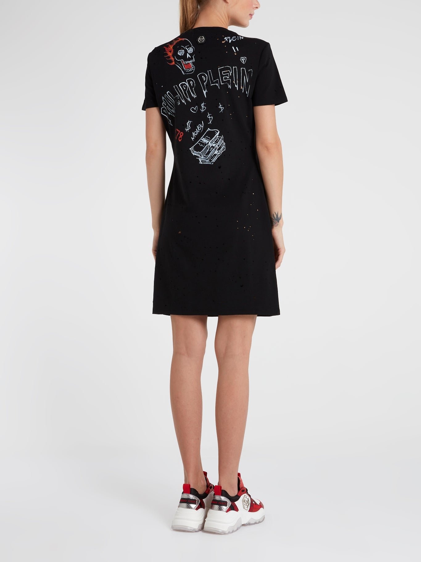 distressed black t shirt dress Black Slogan Distressed T-Shirt Dress
