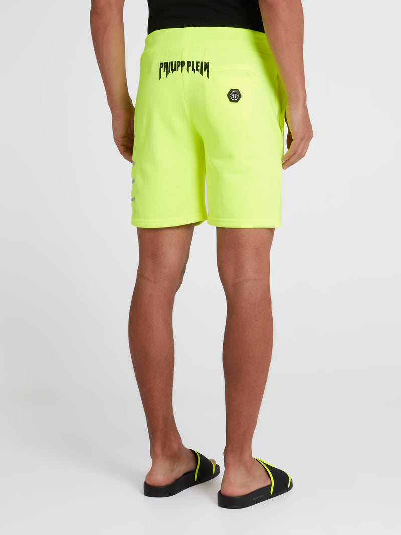 Neon Zipper Detail Active Shorts
