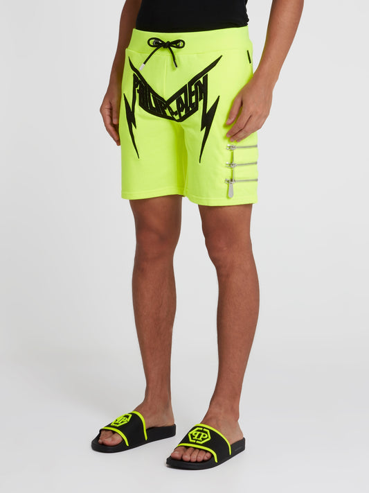 Neon Zipper Detail Active Shorts