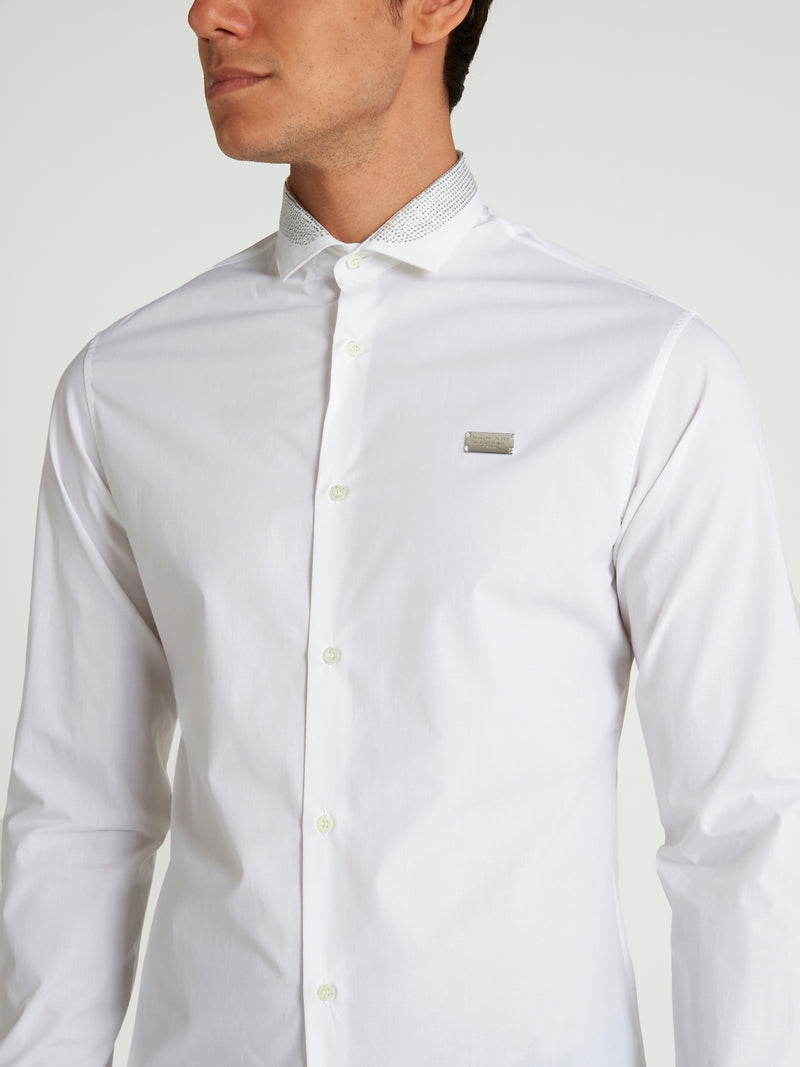 White Studded Long Sleeve Shirt