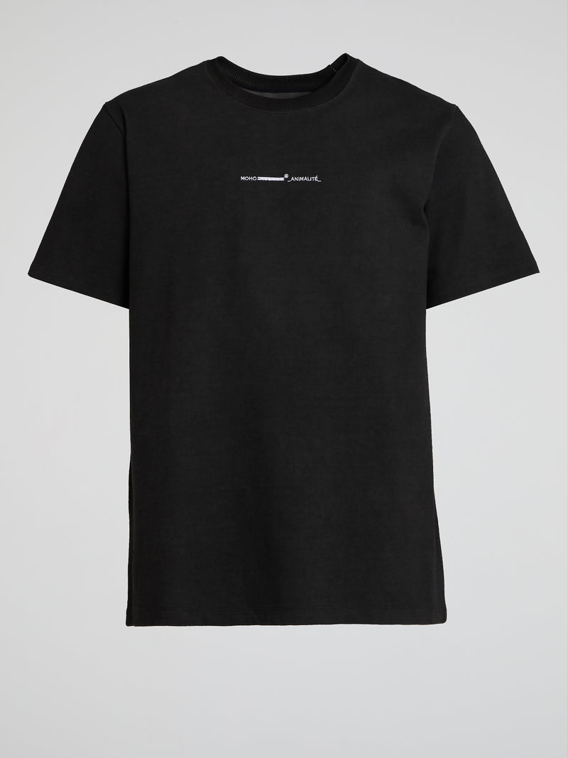 Black Rear Leopard Print T-Shirt