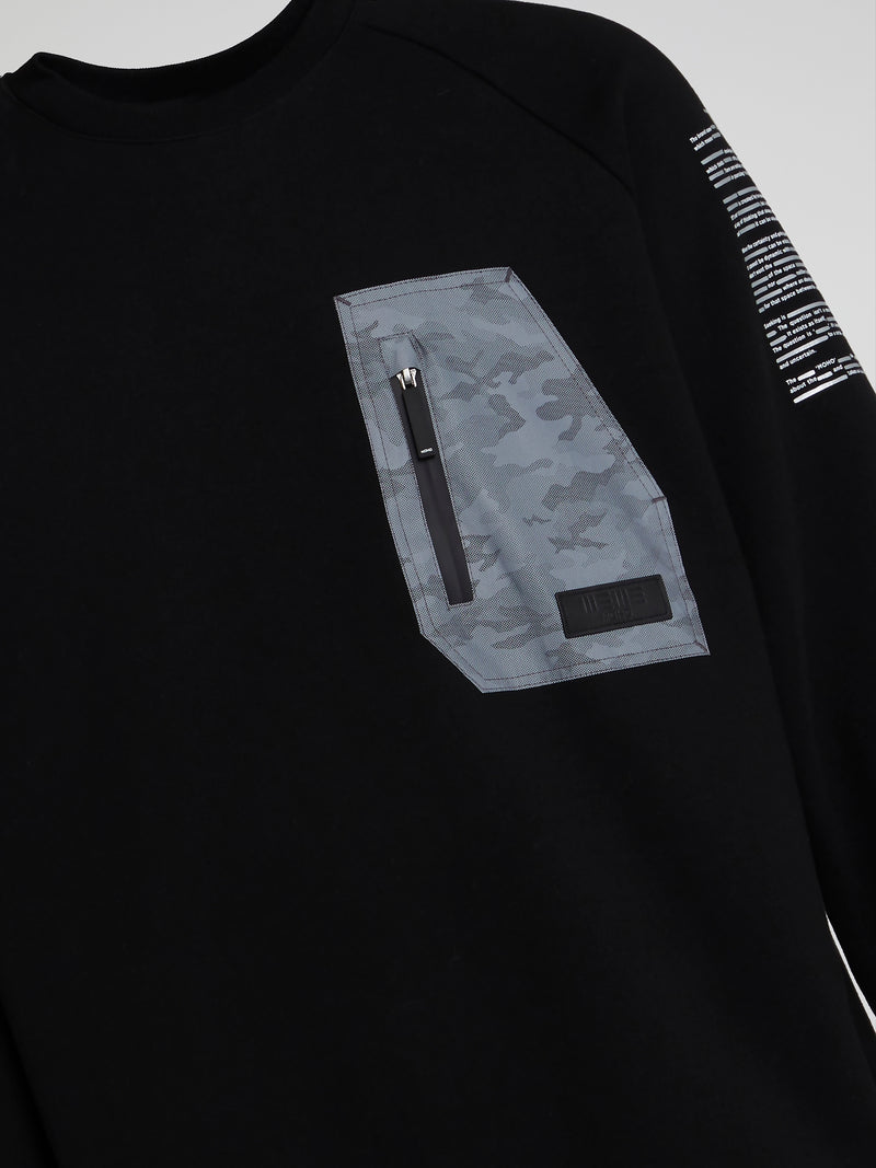 Black Pocket Detail Sweatshirt