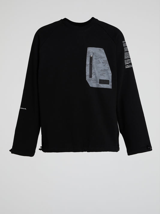 Black Pocket Detail Sweatshirt