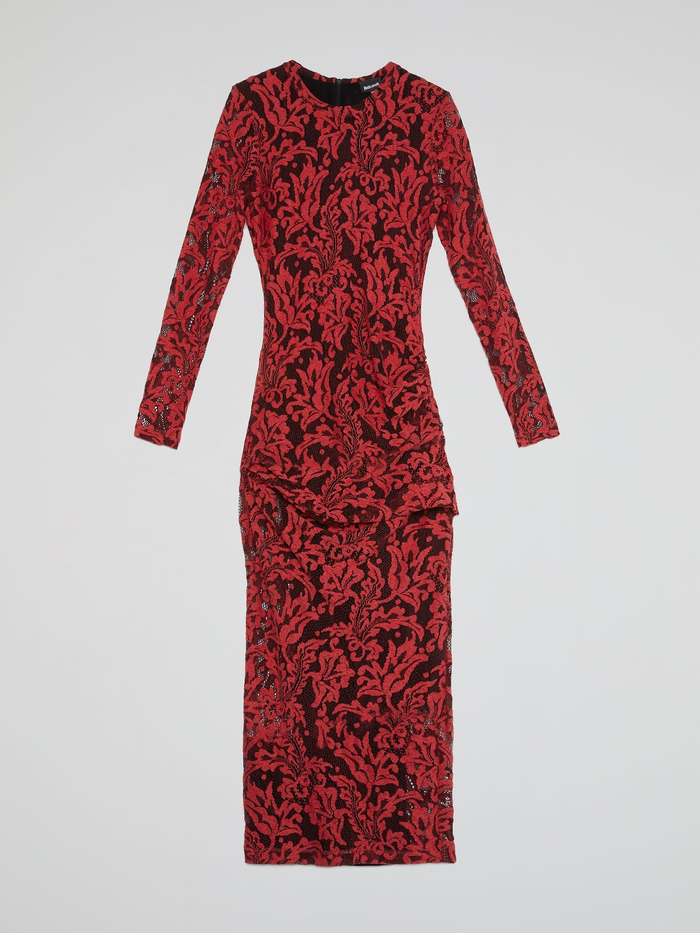Red Paisley Lace Midi Dress