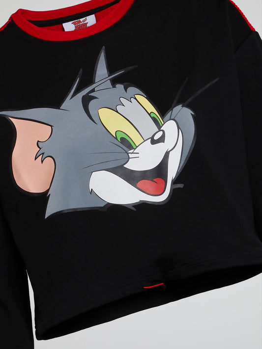 Tom and Jerry Cropped Sweatshirt