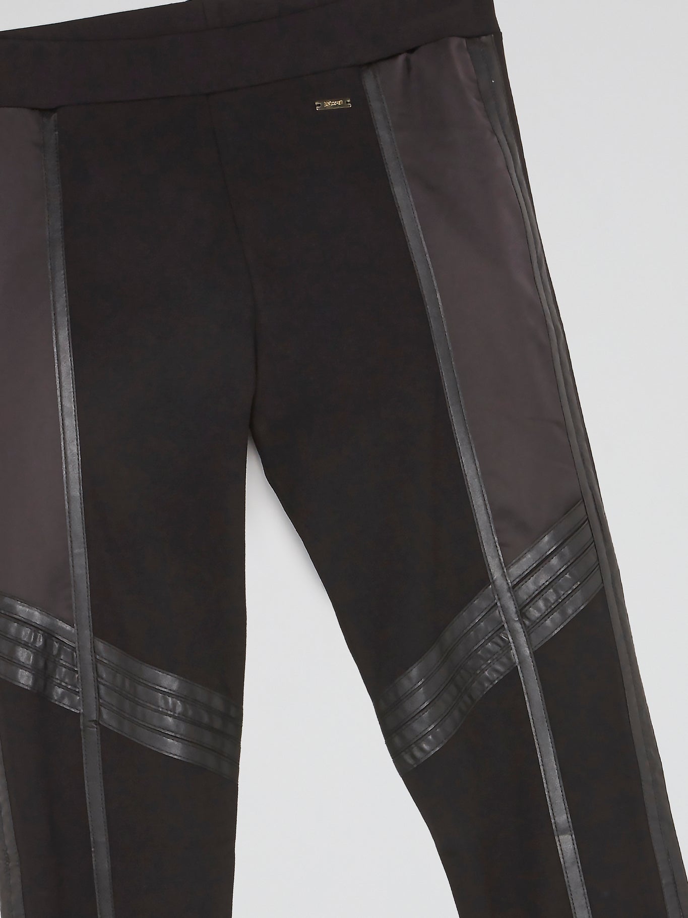 Black Leather Panel Leggings