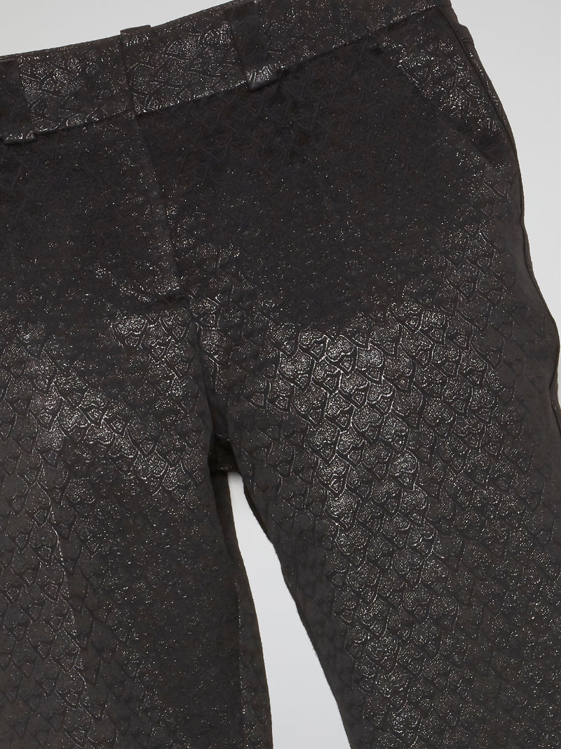 Black Glittered Fabric Pants