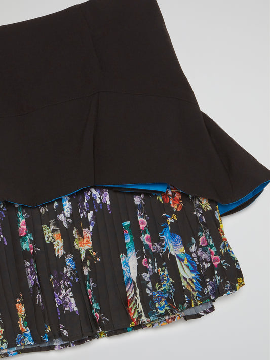 Black Overlay Mini Skirt
