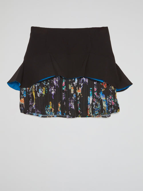 Black Overlay Mini Skirt