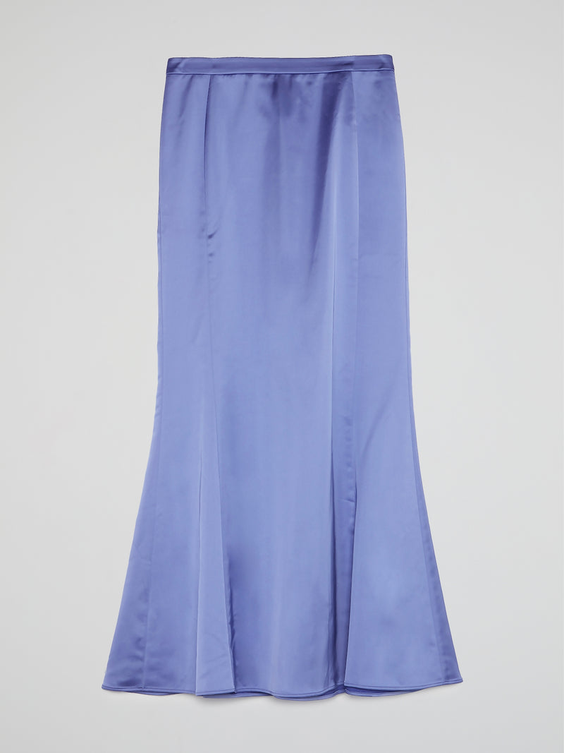 Blue Godet Maxi Skirt