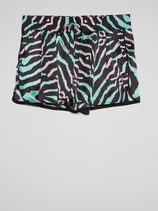 Animal Print Pleated Shorts