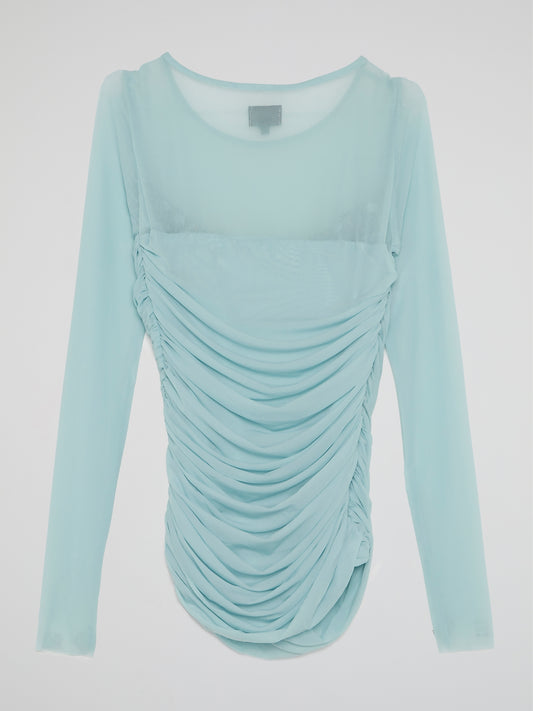 Embellished Ruched Long Sleeve Top