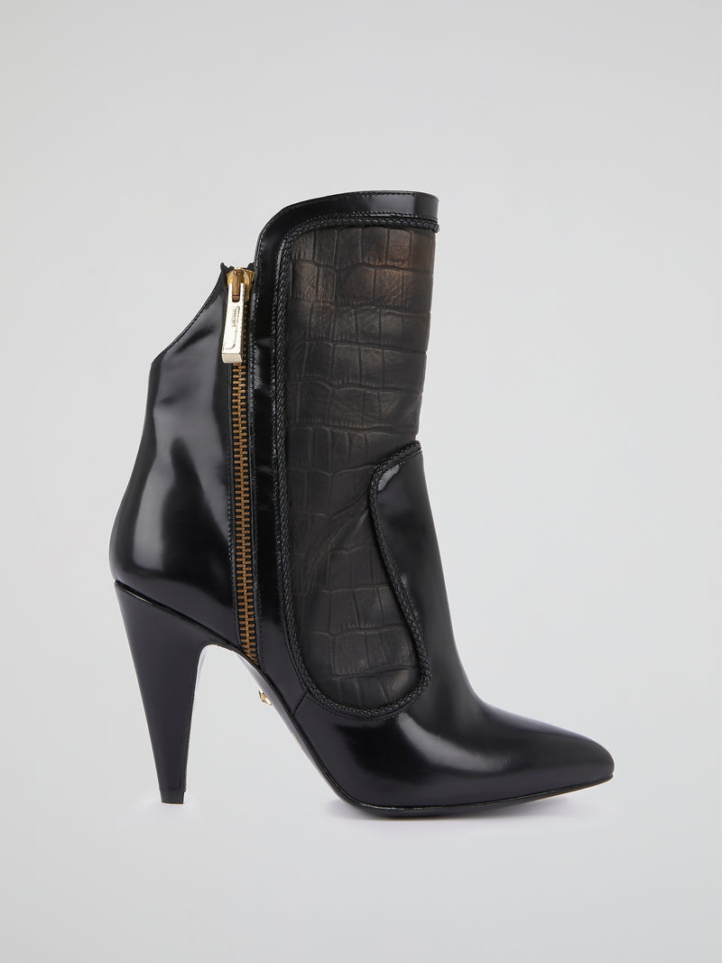 Black Reptilian Ankle Boots