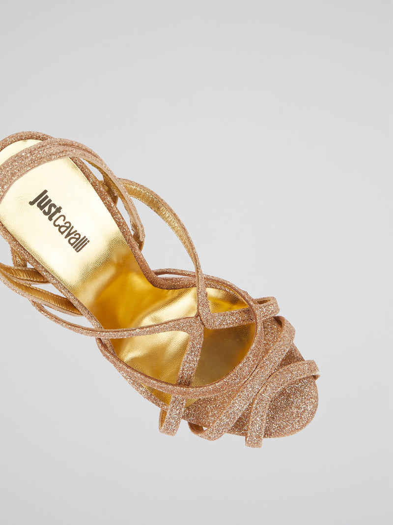 Gold Glittered Slingback Sandals