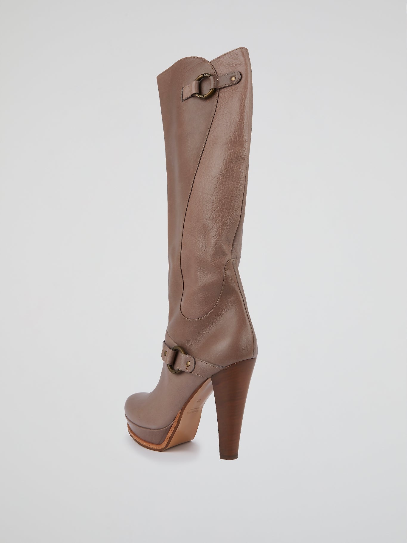 Brown Knee-Length Leather Boots