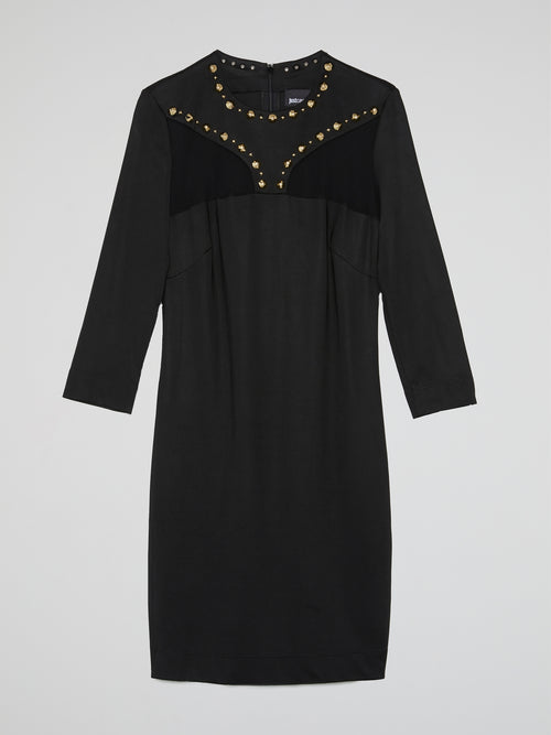 Black Studded Long Sleeve Dress Maison-B-More Global Store Black Studded Long Sleeve Dress Maison-B-More Global Store