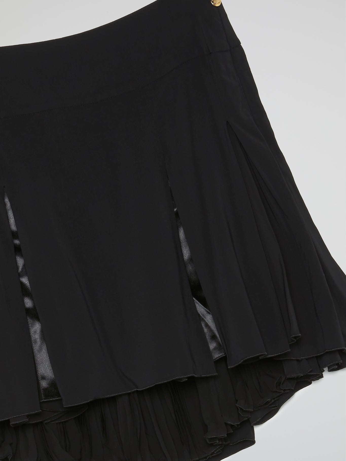 Black Godet Mini Skirt