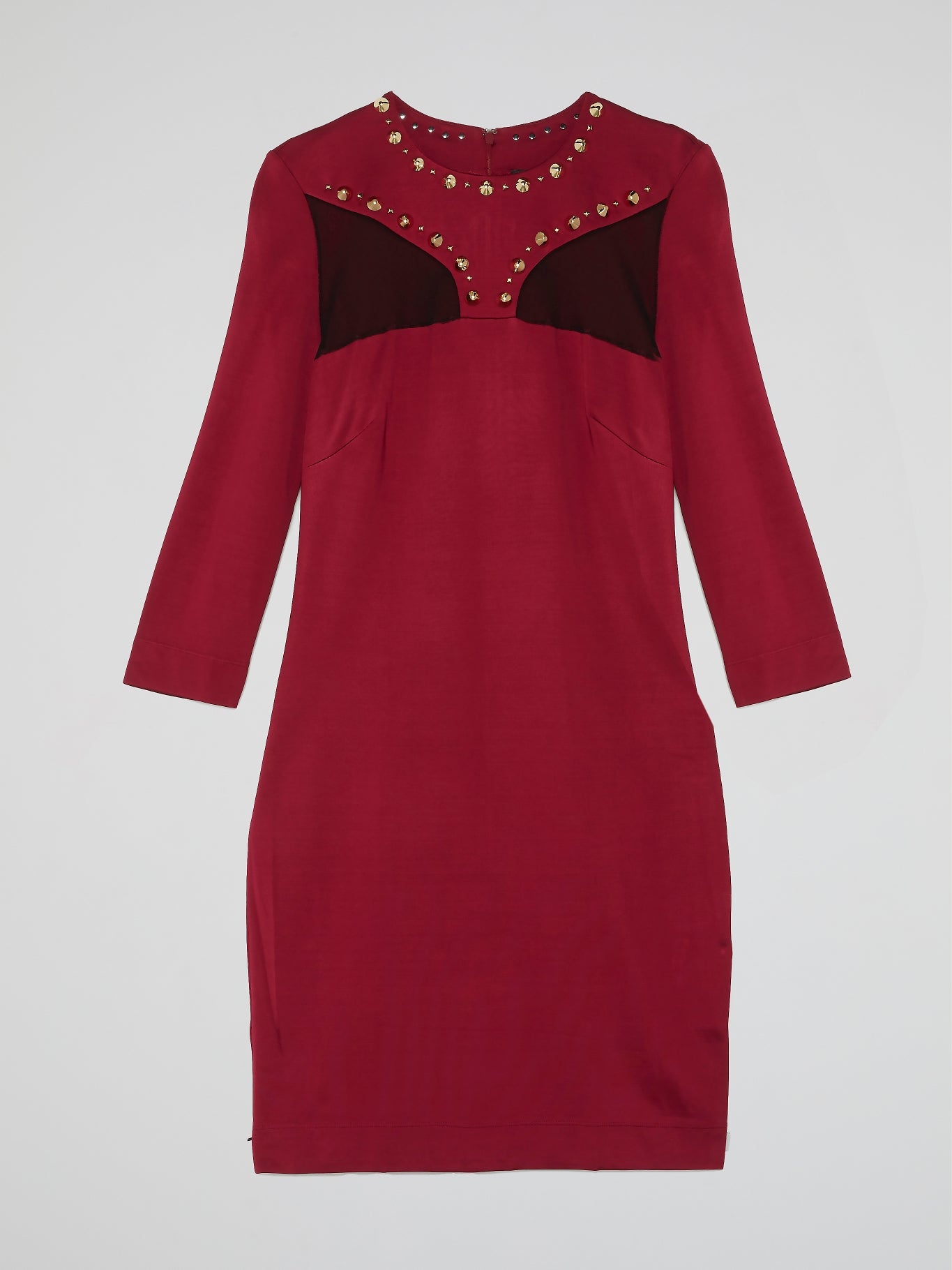 Red Studded Long Sleeve Dress