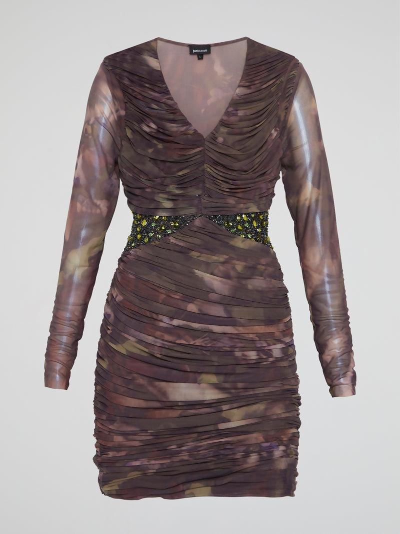 Camo Ruched Long Sleeve Dress Maison-B-More Global Store Camo Ruched Long Sleeve Dress Maison-B-More Global Store