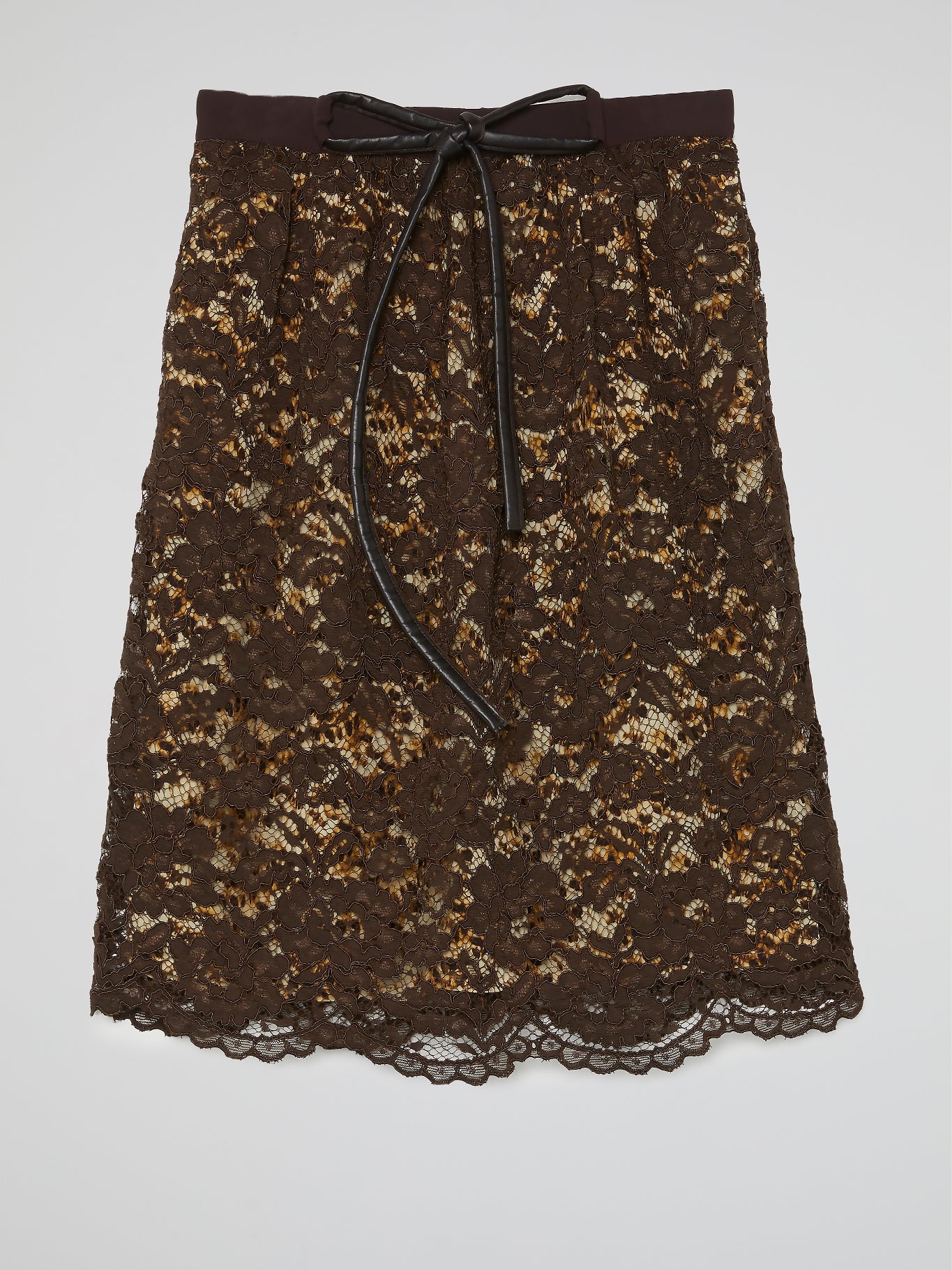 Brown Drawstring Lace Skirt