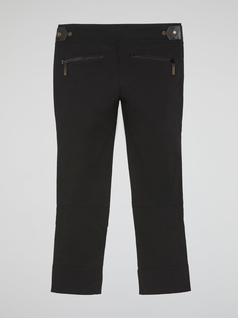 Black Zipper-Detail Pants