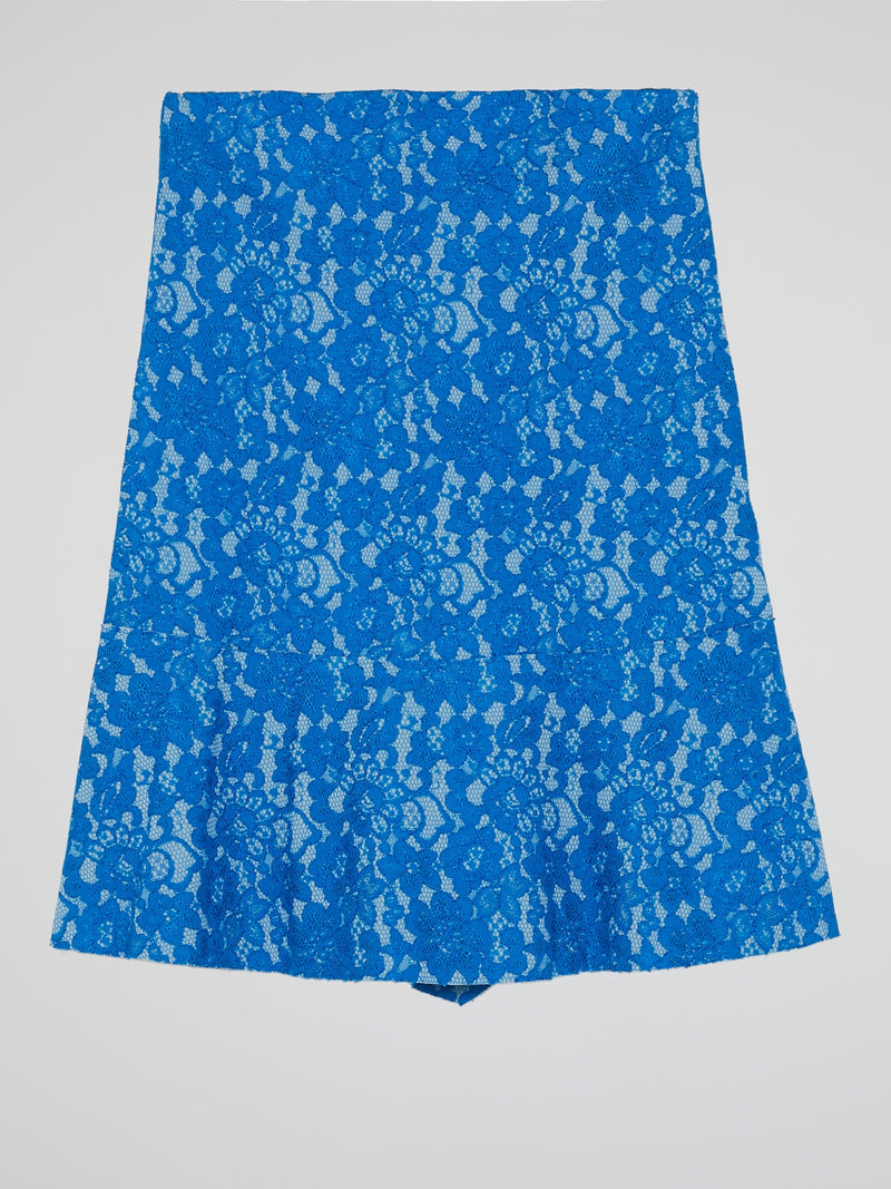 Blue Lace Mini Skirt