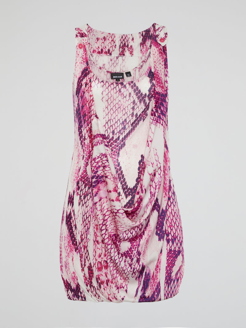 Pink Reptile Print Cowl Mini Dress