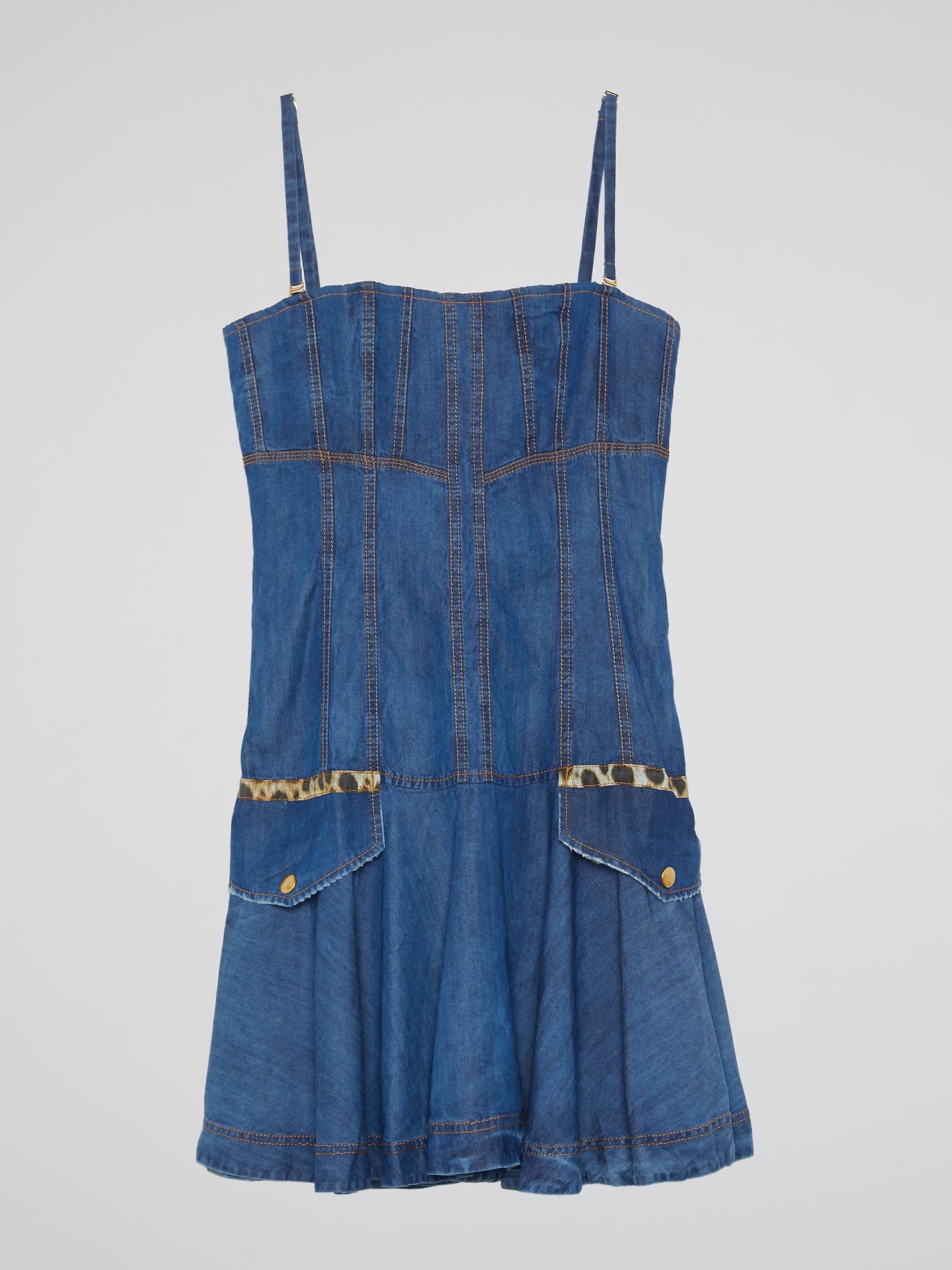 Blue Flared Denim Dress