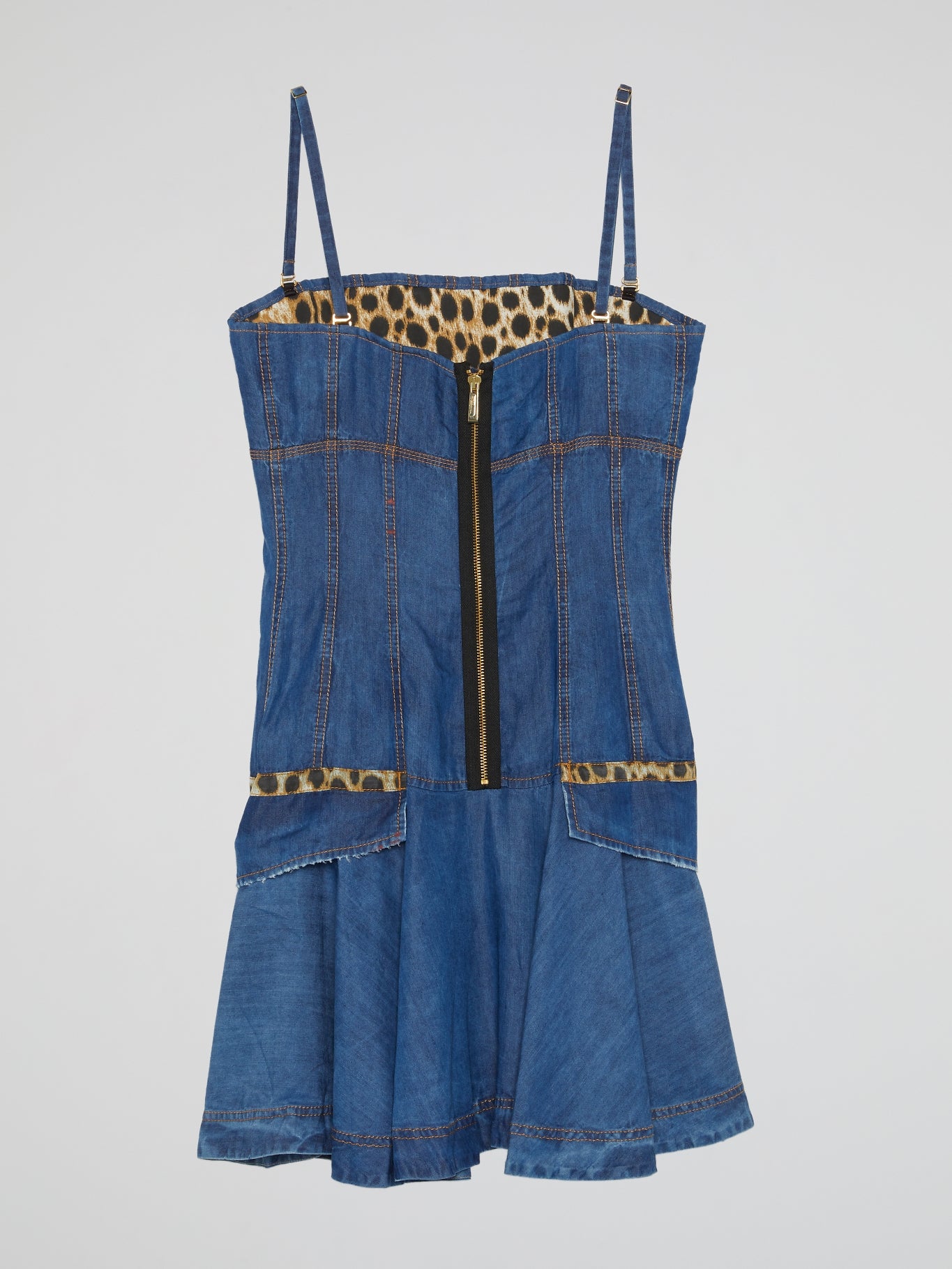 Blue Flared Denim Dress Maison-B-More Global Store Blue Flared Denim Dress Maison-B-More Global Store