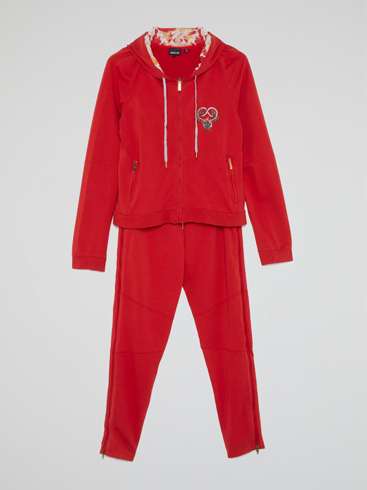 Red Drawstring Active Suit