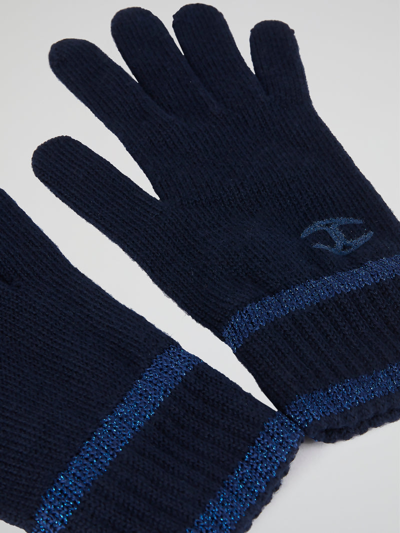 Navy Ribbed Gloves