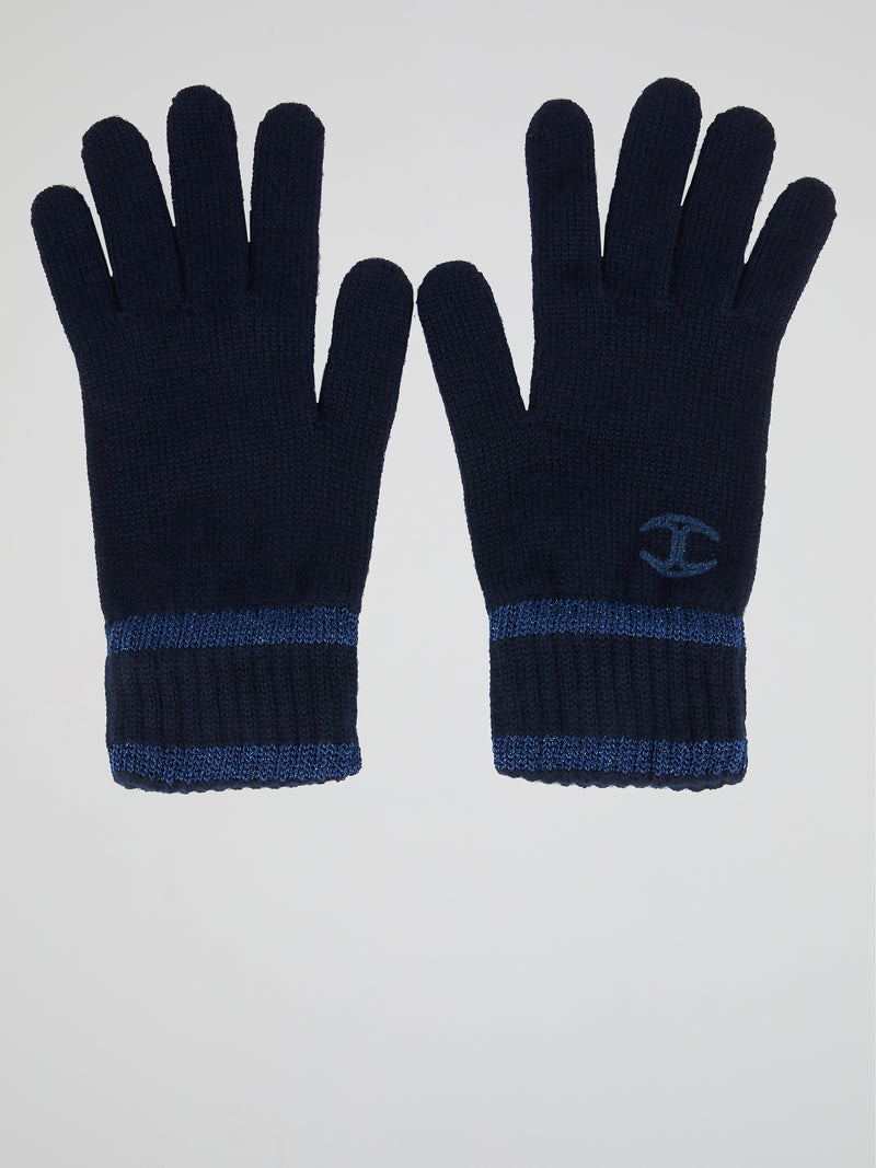 Navy Ribbed Gloves