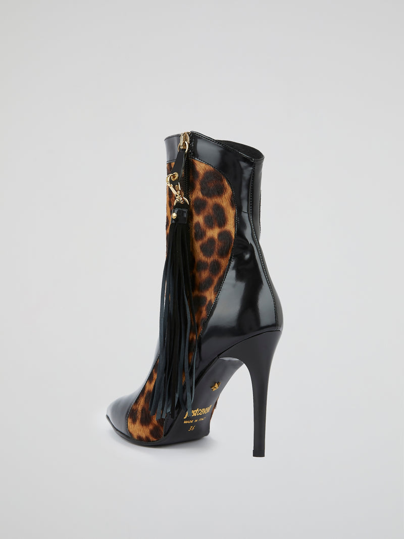 Leopard Print Tassel Boots
