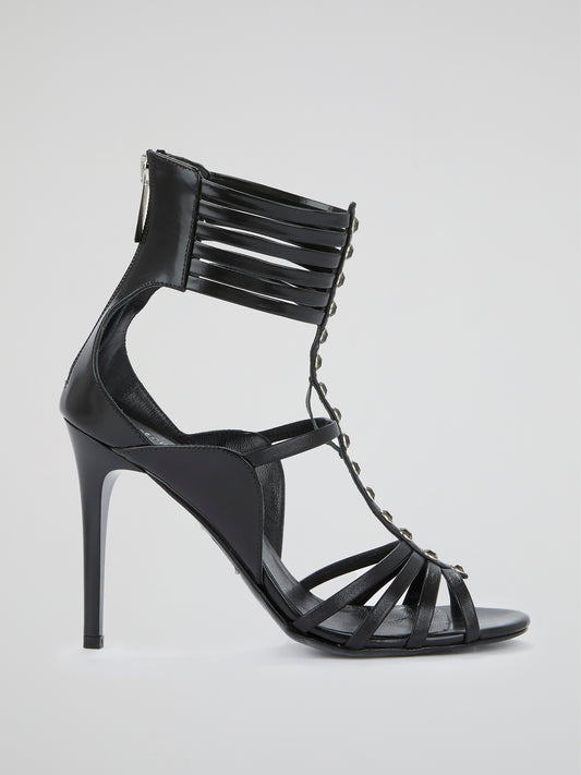 Black Leather Strappy Sandals