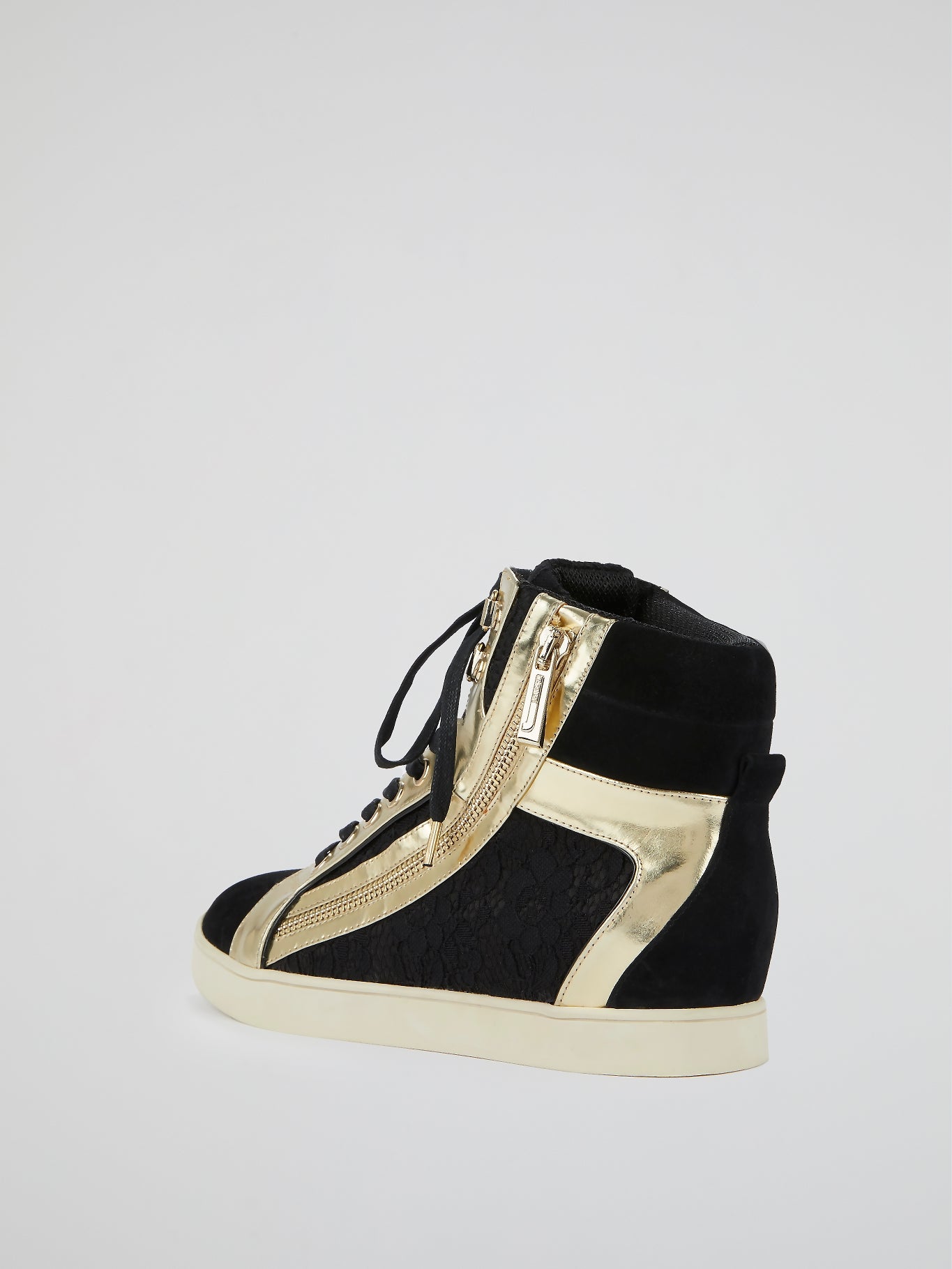Gold Panel High-Top Sneakers