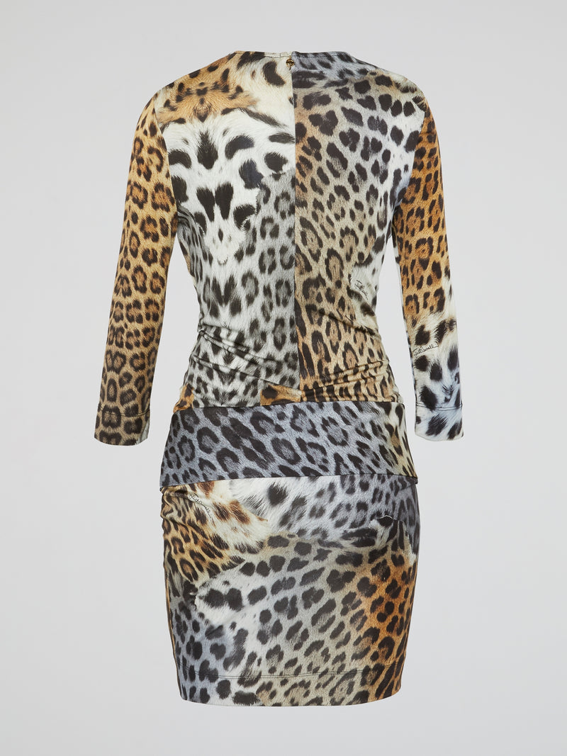 Leopard Print Draped Dress