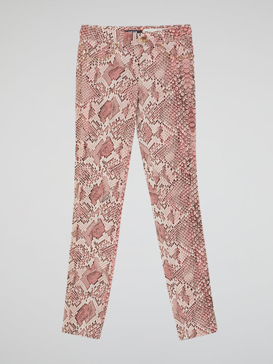 Pink Snake Print Jeans