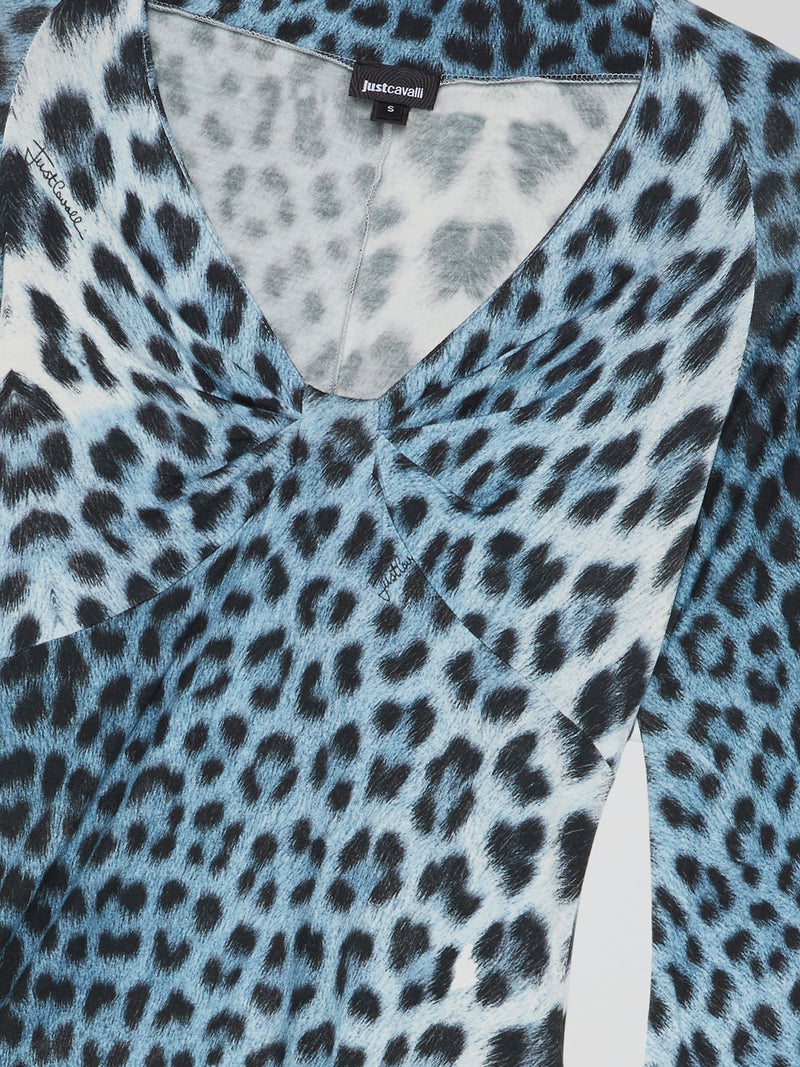 Blue Leopard Print Top