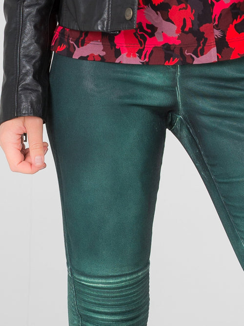 Green Skinny Zipper Pants