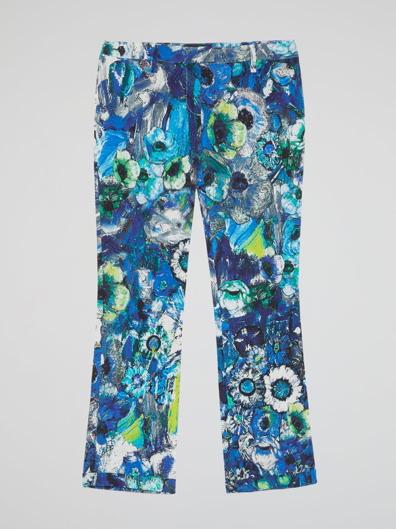 Painted Floral Print Trousers