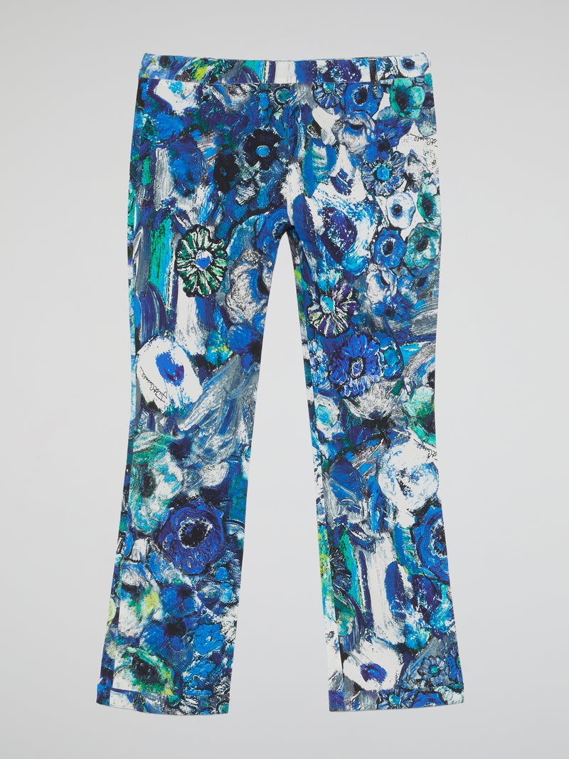 Painted Floral Print Trousers