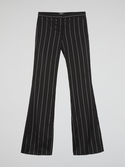 Black Pinstripe Bootcut Pants