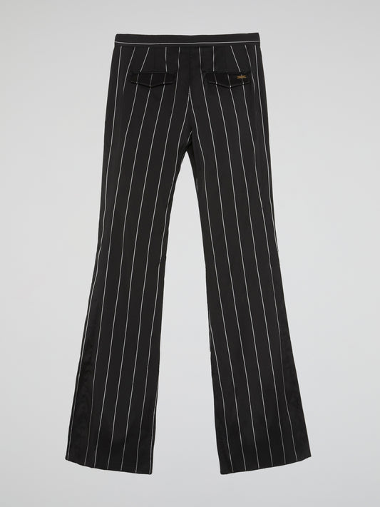 Black Pinstripe Bootcut Pants