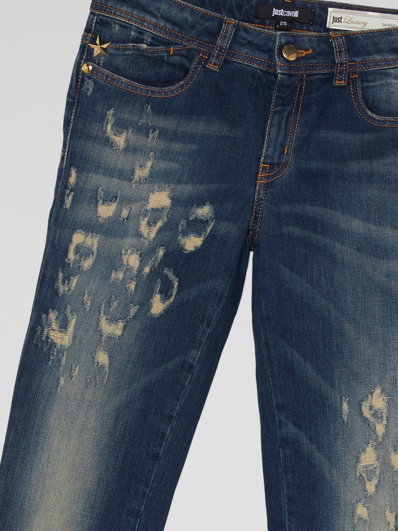 Leopard Effect Distressed Jeans