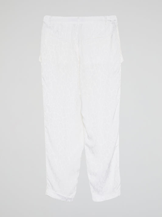 White Printed Flap Trousers