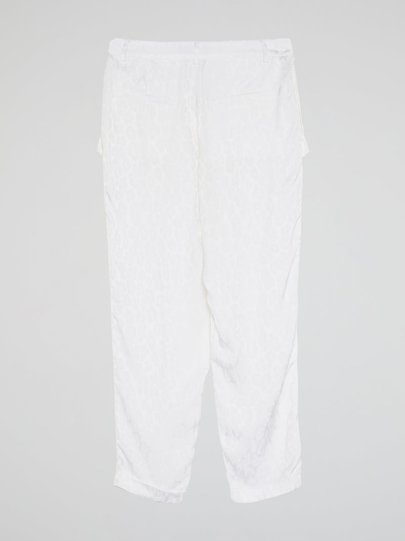 White Printed Flap Trousers