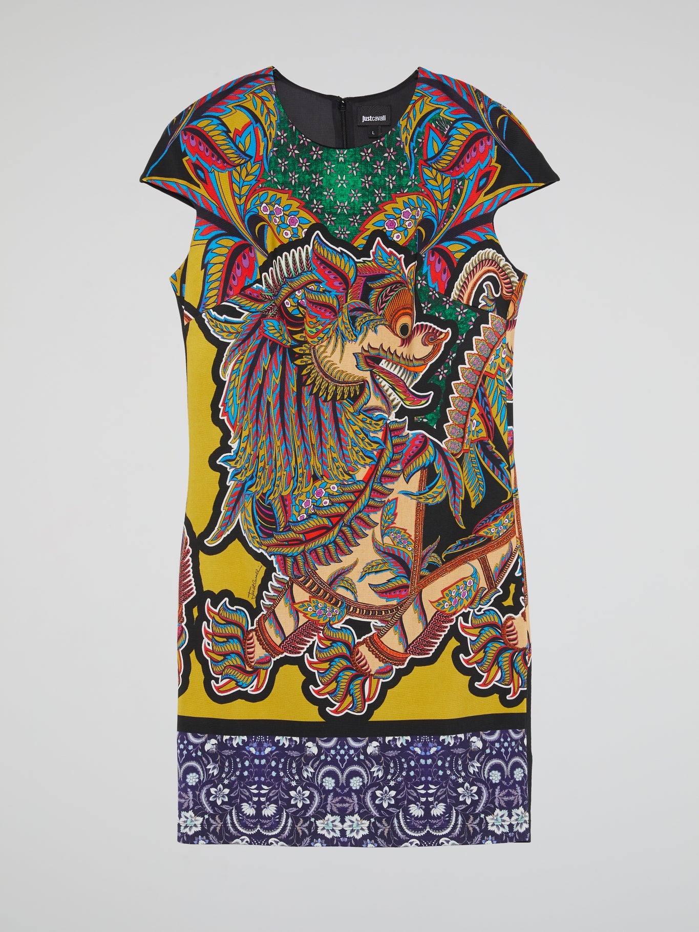 Oriental Print Cut-Out Dress
