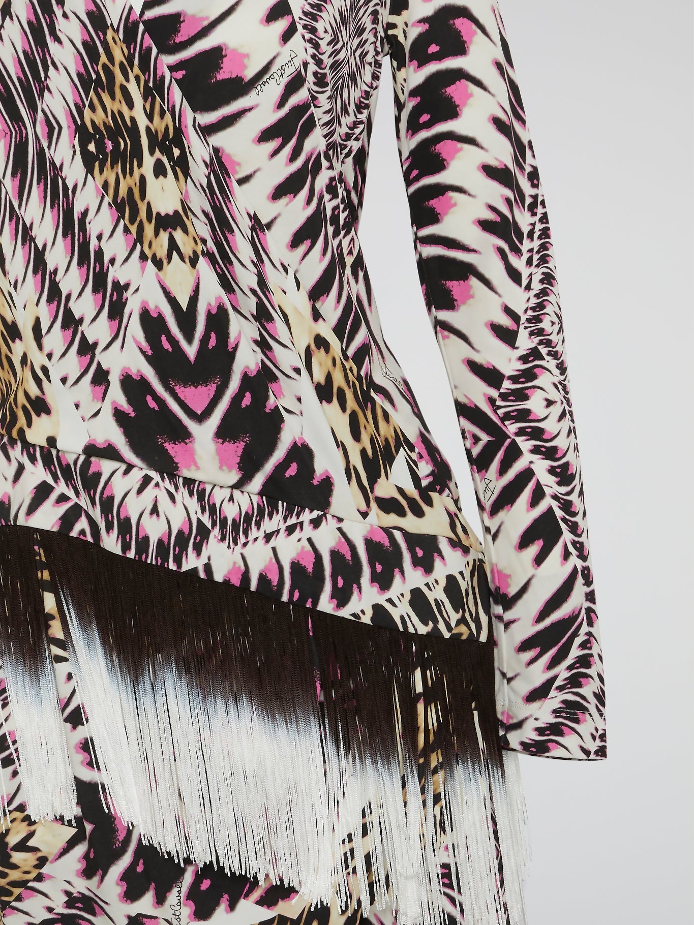 Animal Print Fringe-Detail Dress