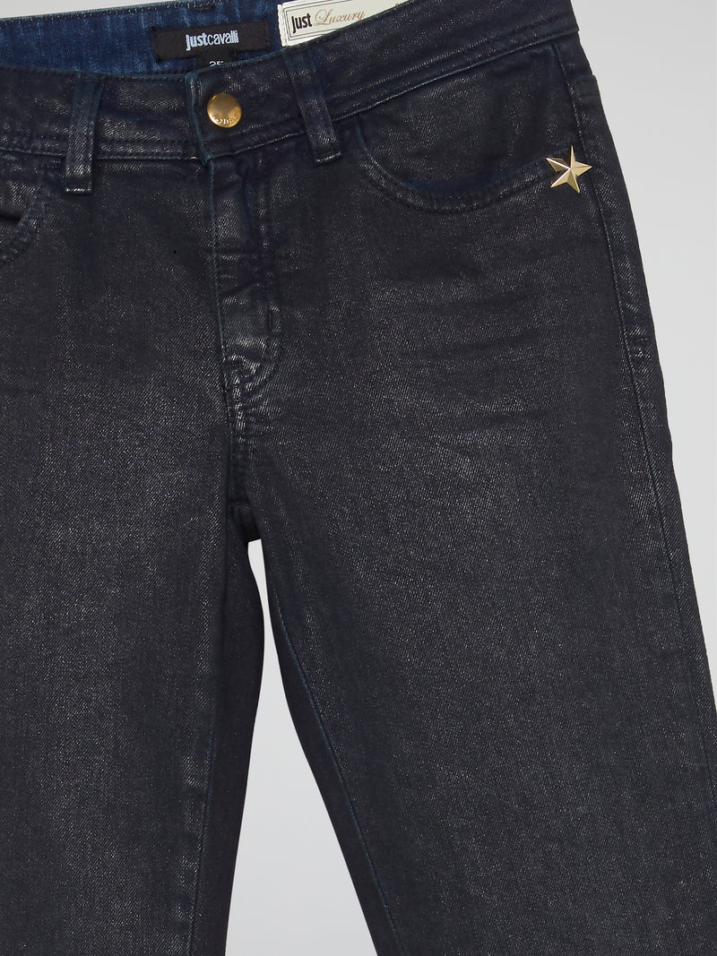 Navy Glitter Fabric Jeans