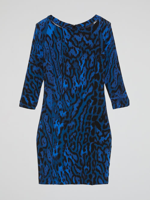 Blue Leopard Print Mini Dress